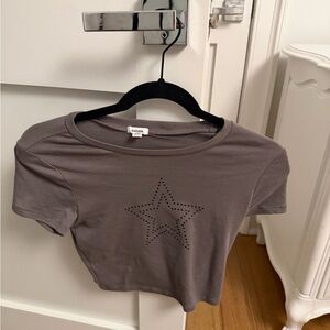 Garage Charcoal Star cropped Tee